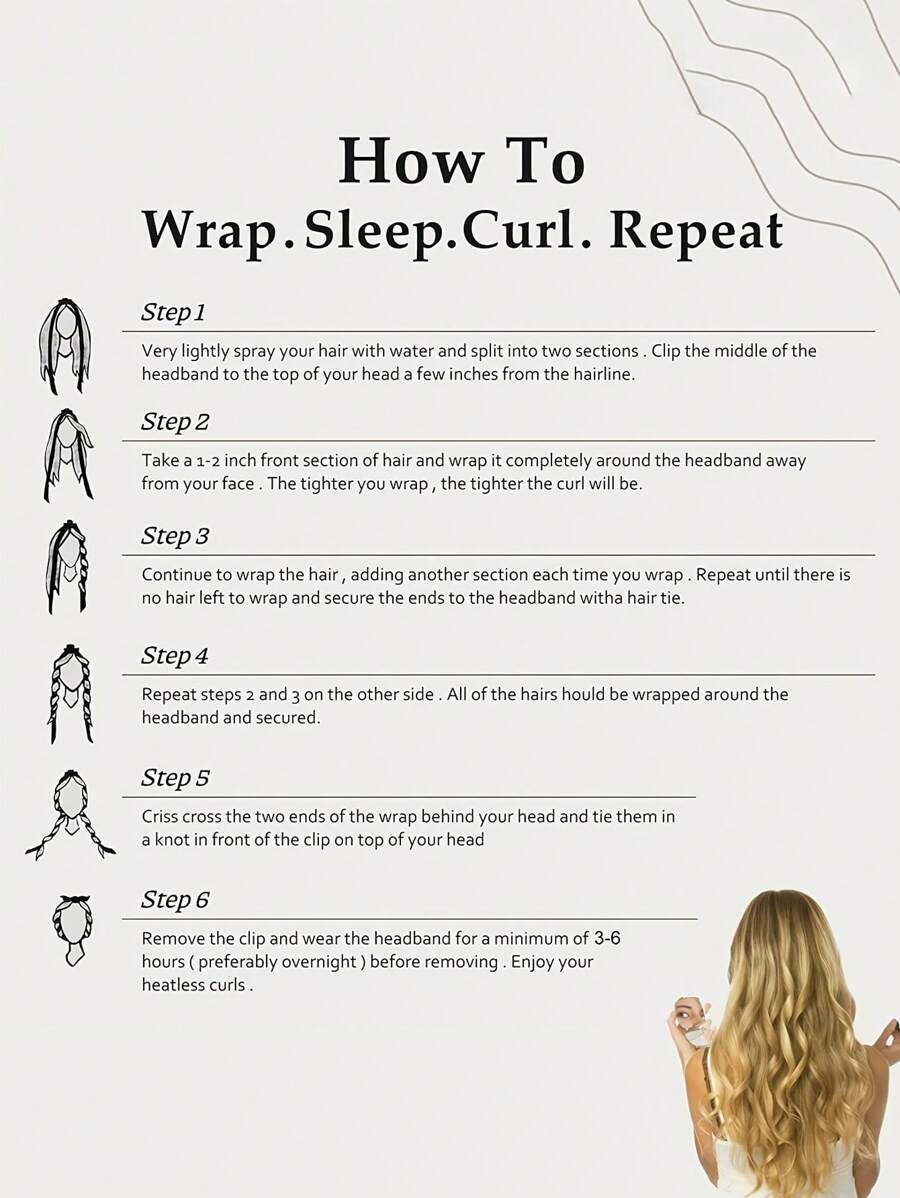 Heatless Curling Rod Headband, No Heat Curl Ribbon with Scrunchie