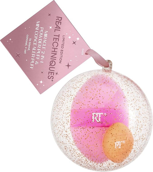 Real Techniques Miracle 2-In-1 Powder Puff & Mini Concealer Puff, 2 Piece Limited Edition Gift Set