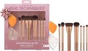 Real Techniques Wrapped In Glow Brush + Sponge Kit, 9 Piece Limited Edition Gift Set