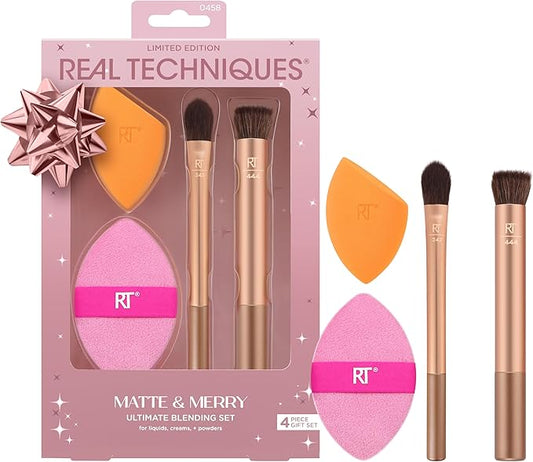 Real Techniques Matte & Merry Ultimate Blending Kit, 4 Piece Limited Edition Gift Set