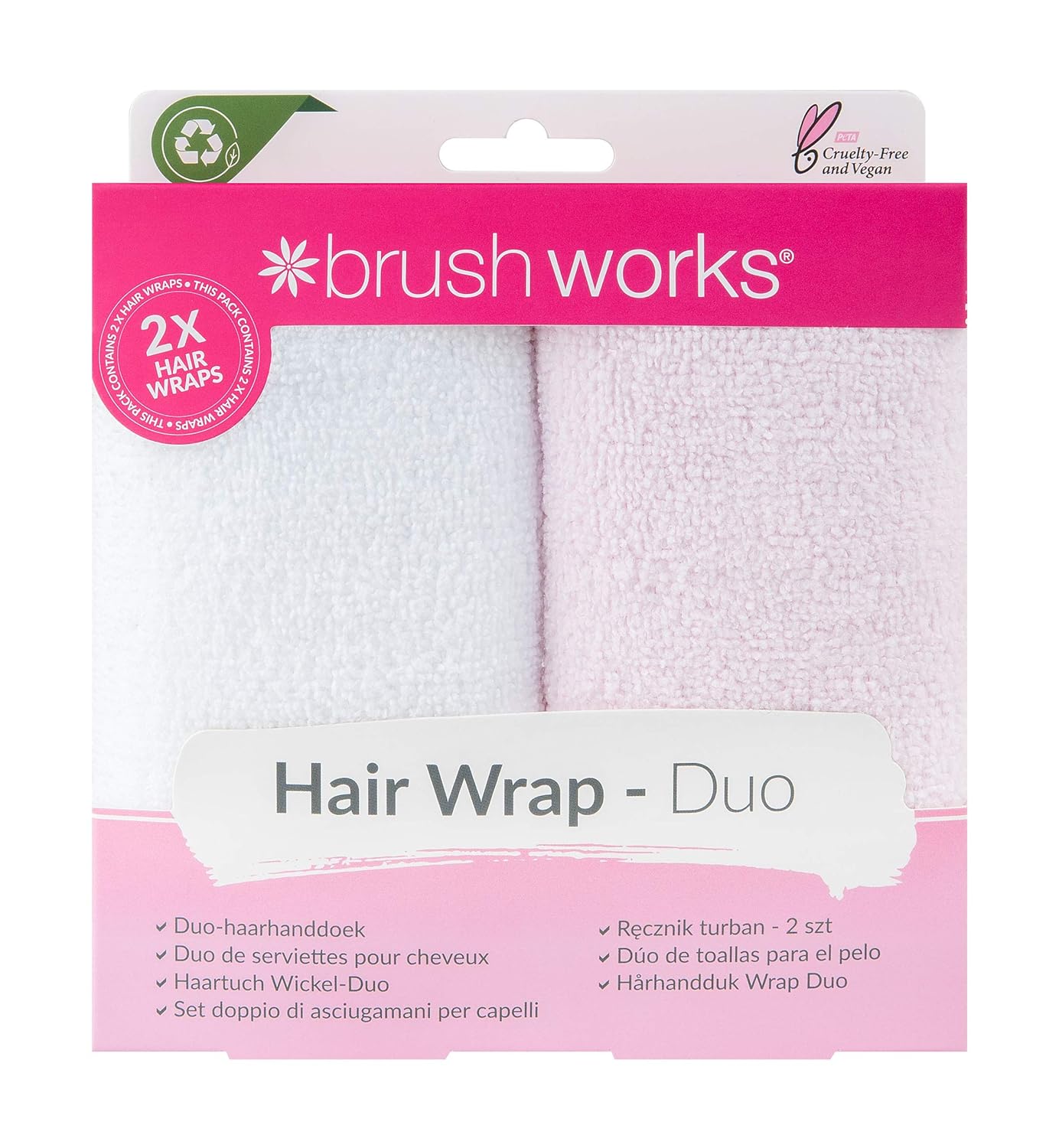 Brushworks Hair Turban Microfiber Duo