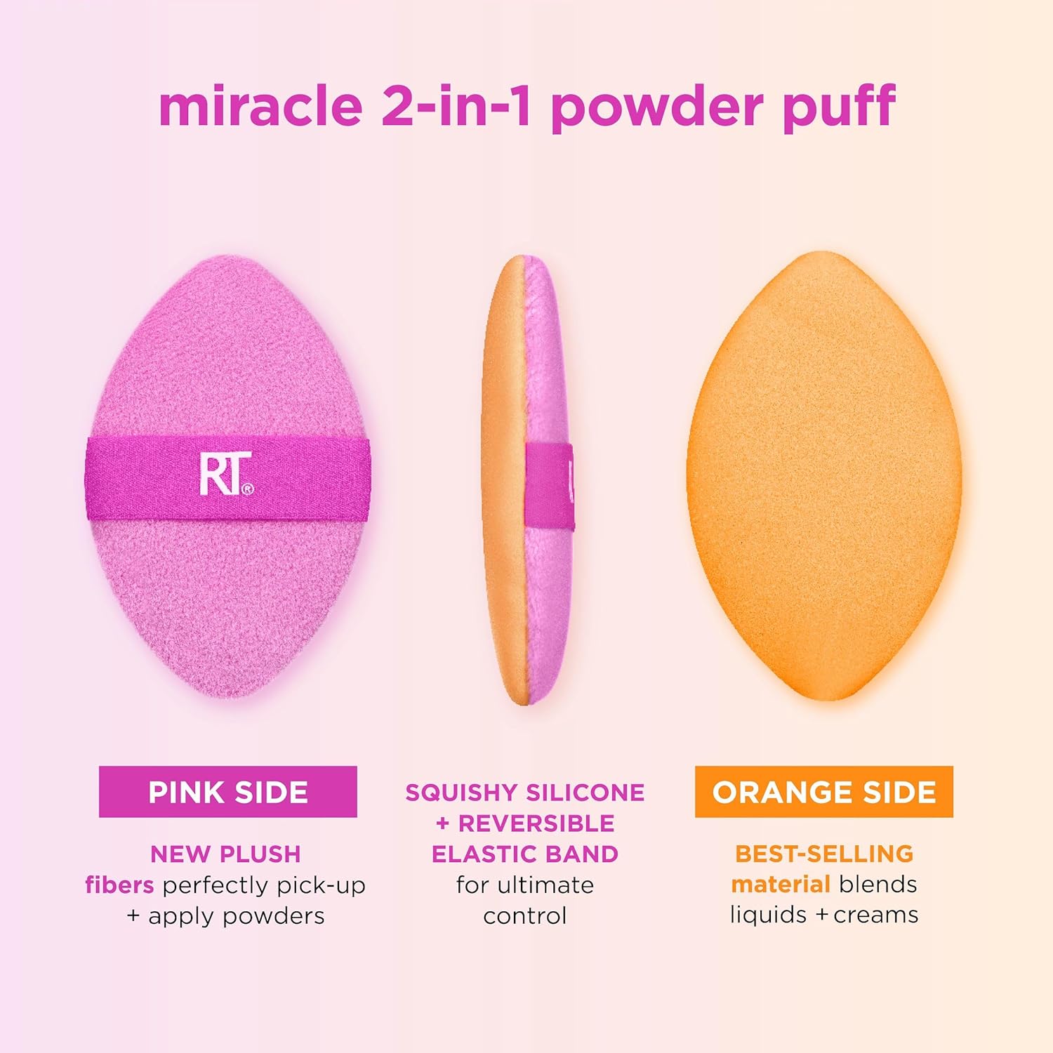 Real Techniques Miracle 2-In-1 Powder Puff, Dual-Sided